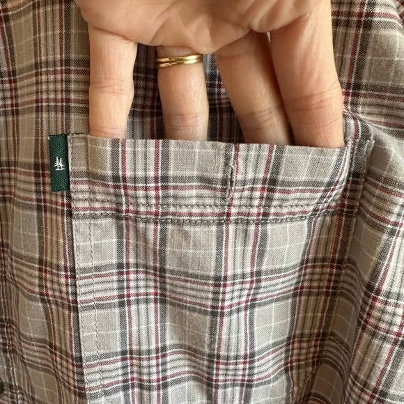 Men’s XL G H Bass For Hard Service Plaid Button Down Short Sleeve Shirt Red Grey - Picture 7 of 9